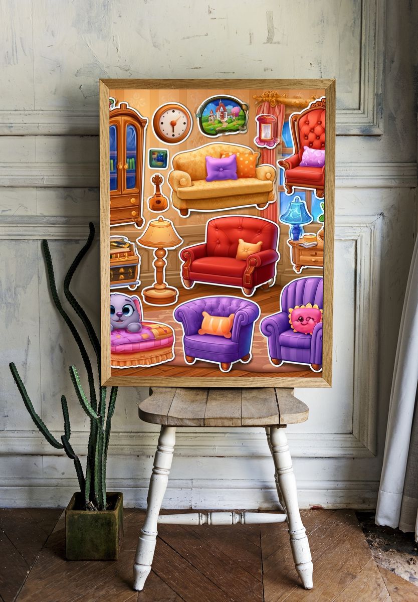 Whimsical Cartoon Furniture Poster. room preview