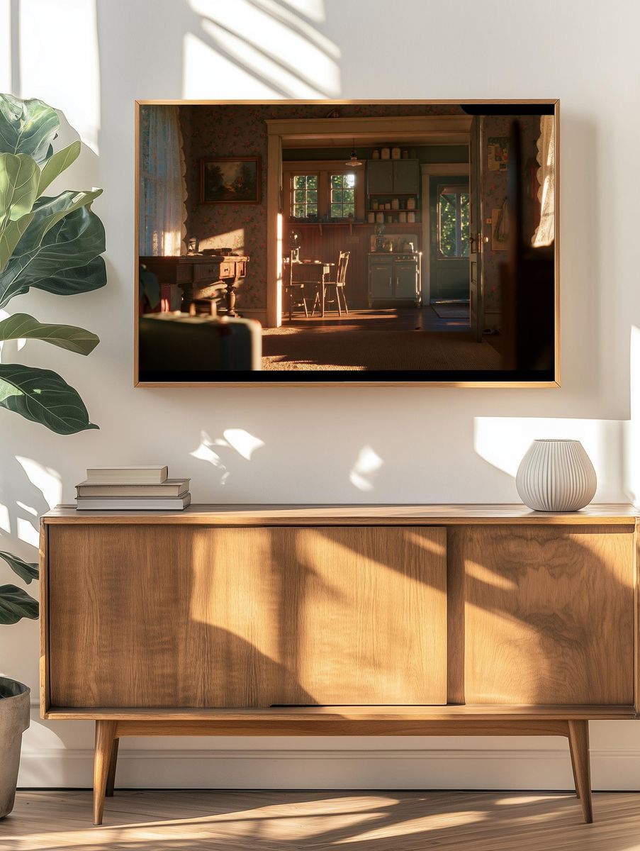 Sunlit Vintage Kitchen Interior Poster. — room view 3