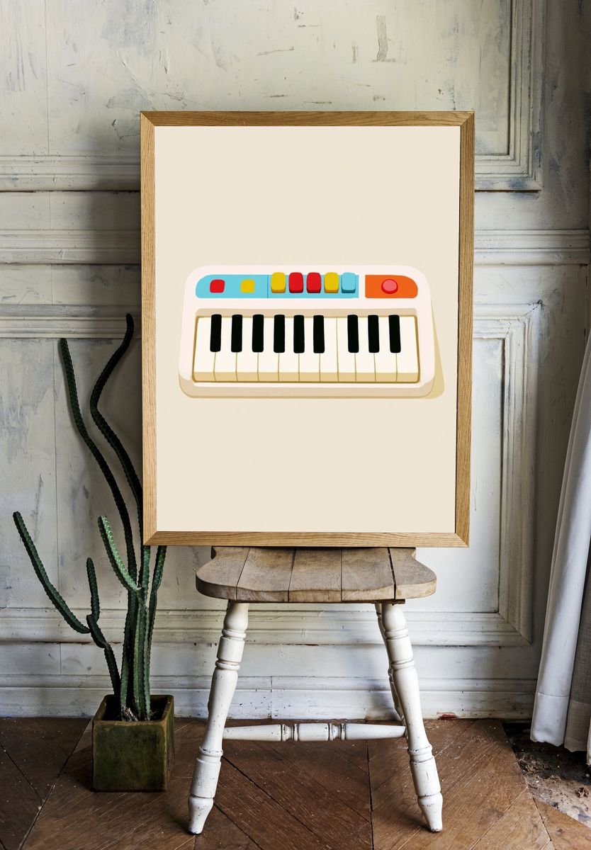 Toy Keyboard Illustration Poster. — room view 1