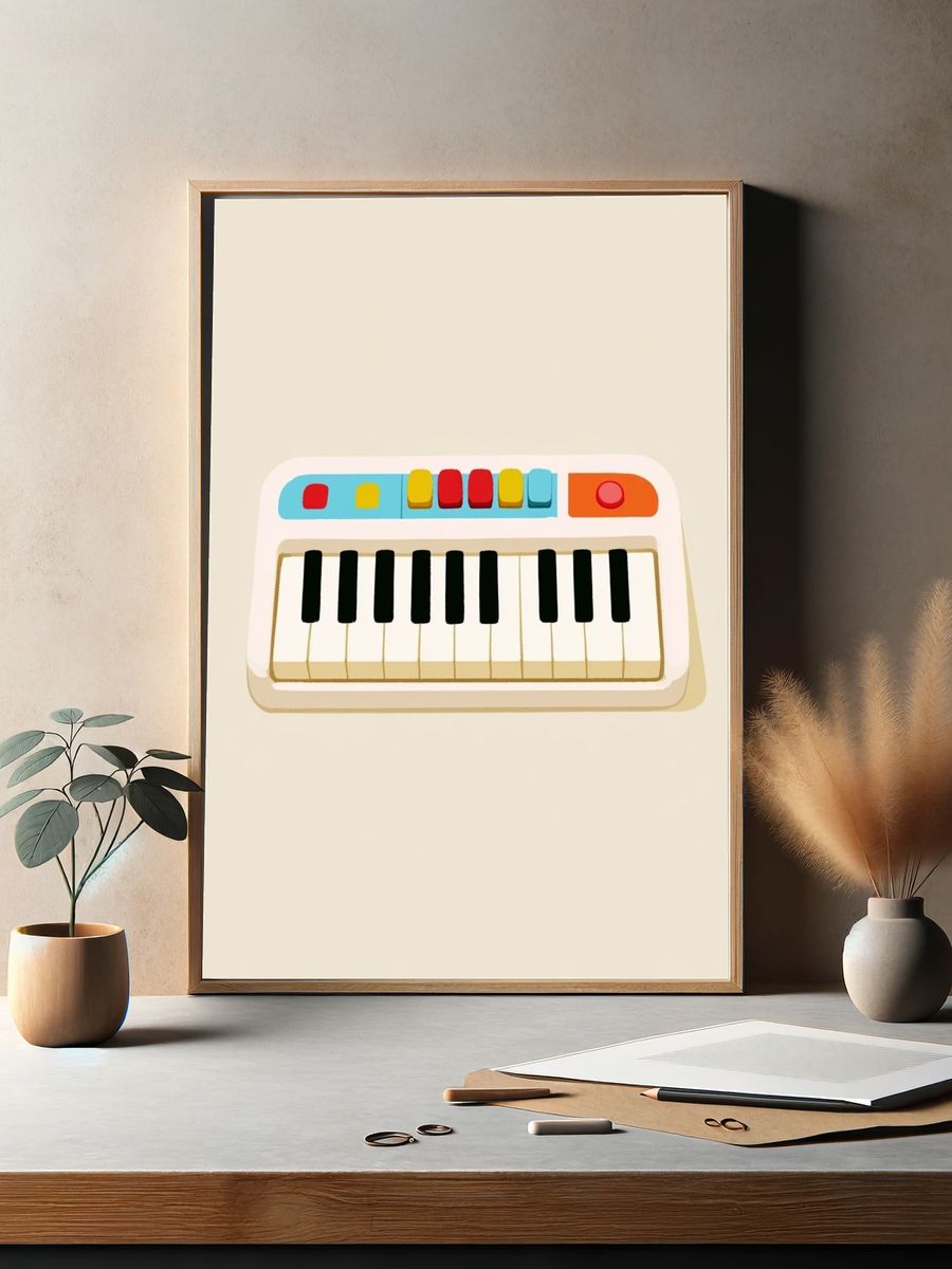 Toy Keyboard Illustration Poster. — room view 2
