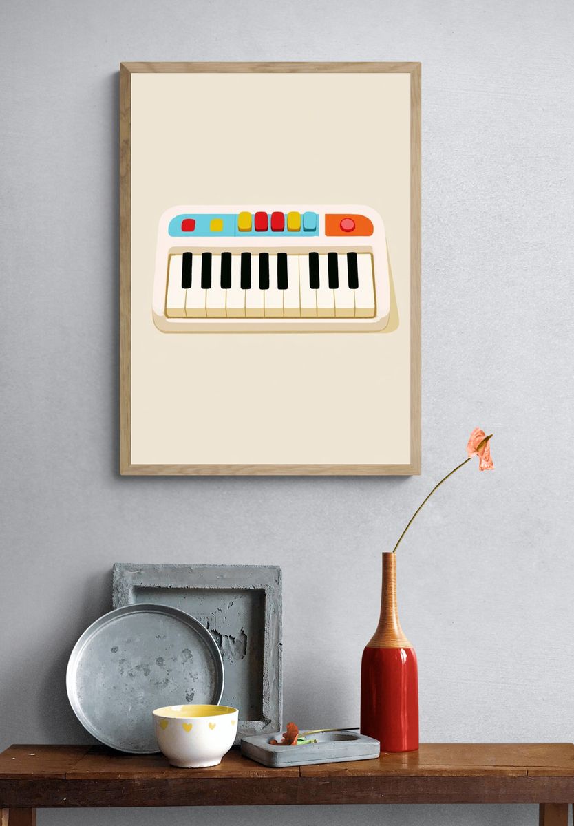 Toy Keyboard Illustration Poster. — room view 3