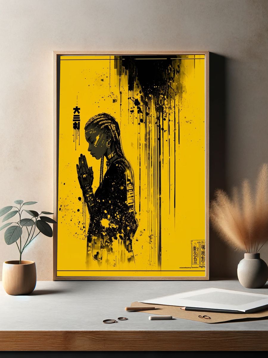 Cyberpunk Prayer Portrait Poster. — room view 2