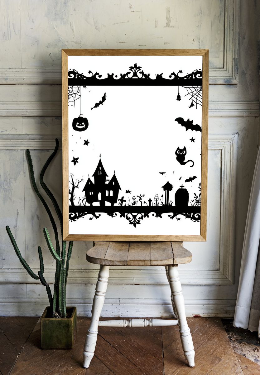 Halloween Haunted House Typography Print. — room view 1