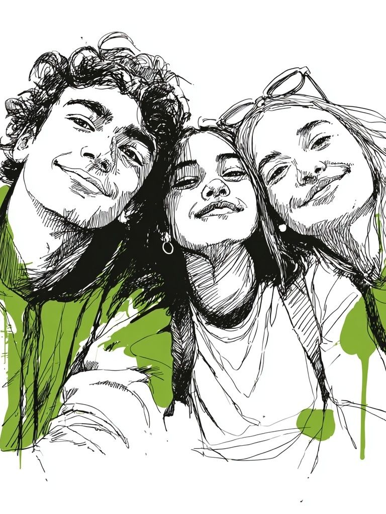 Friends Sketch Portrait Print. poster detail