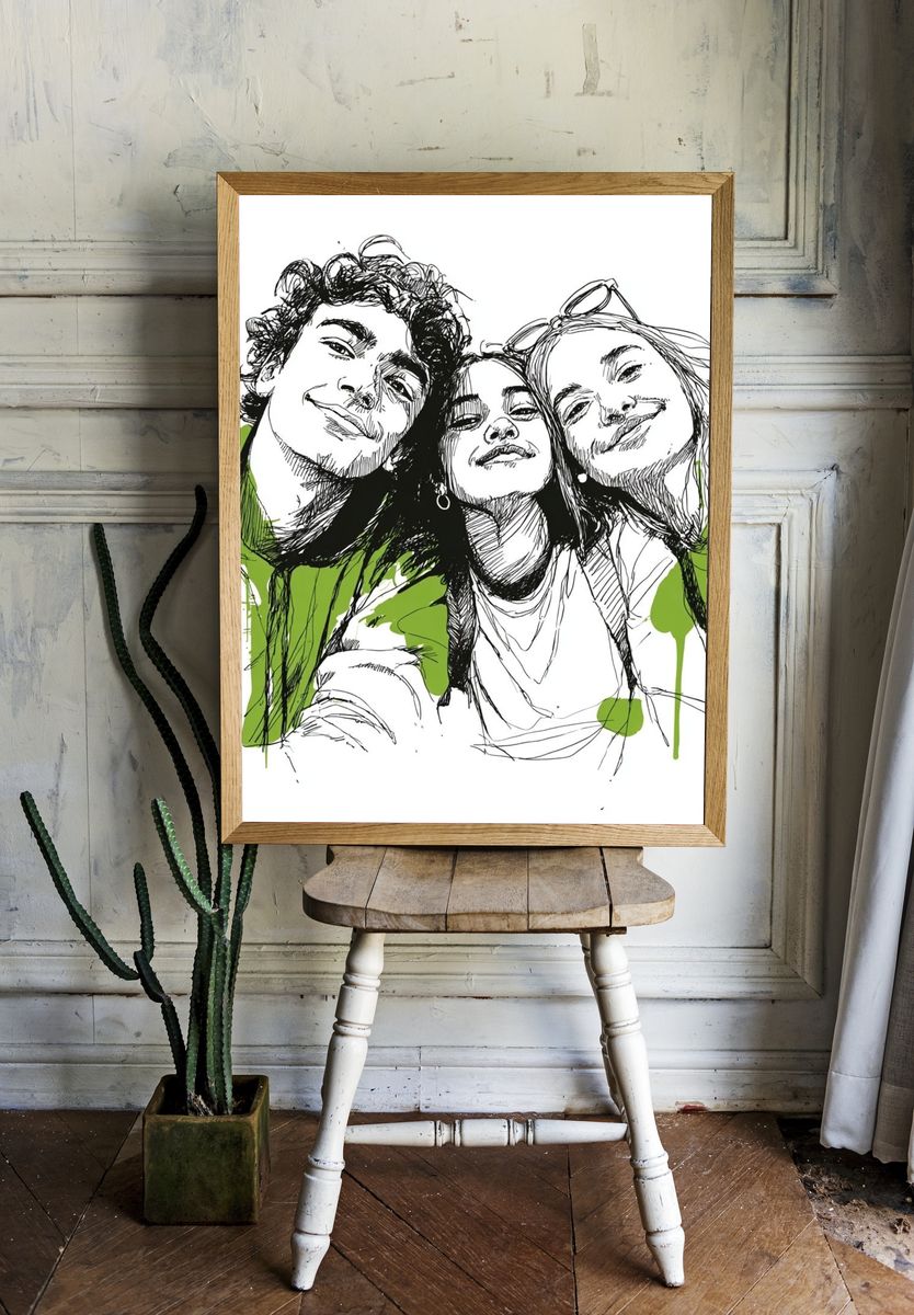Friends Sketch Portrait Print. — room view 1