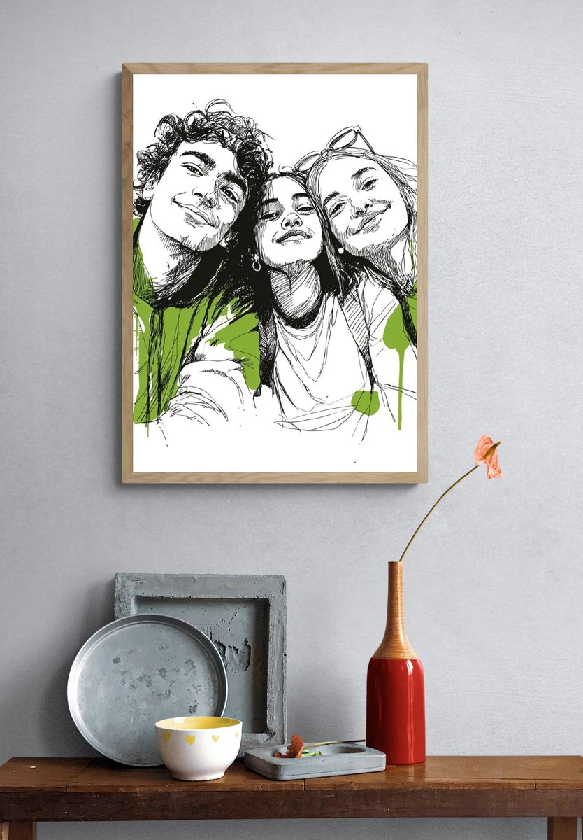 Friends Sketch Portrait Print. — room view 3