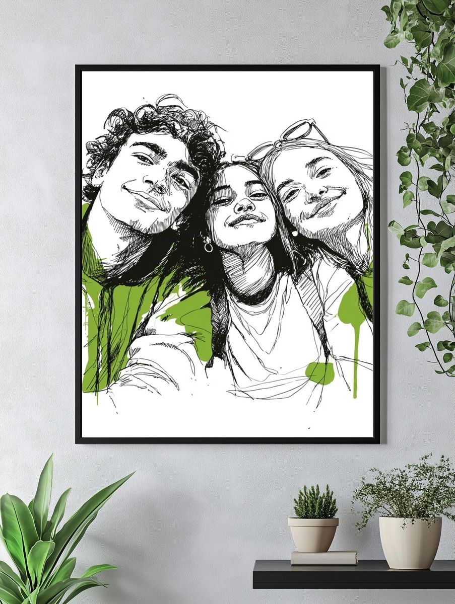 Friends Sketch Portrait Print. — room view 4