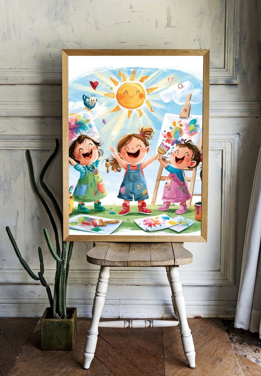 Happy Kids Painting Day Poster. — room view 1