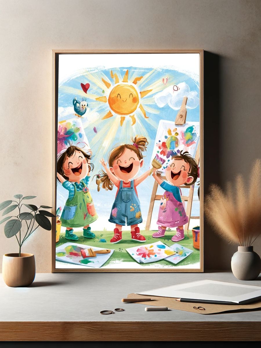 Happy Kids Painting Day Poster. — room view 2