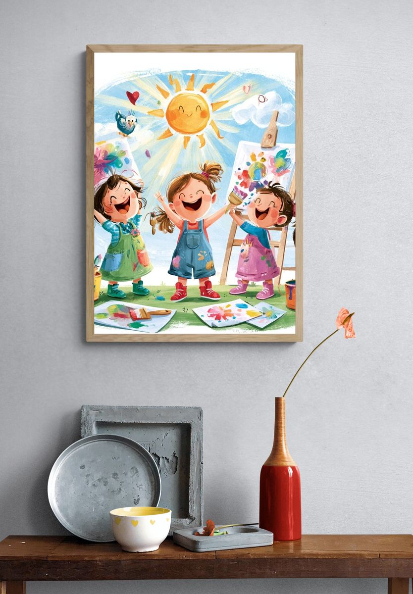 Happy Kids Painting Day Poster. — room view 3