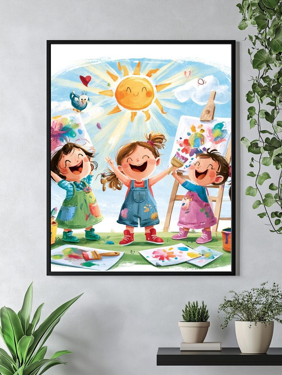Happy Kids Painting Day Poster. — room view 4