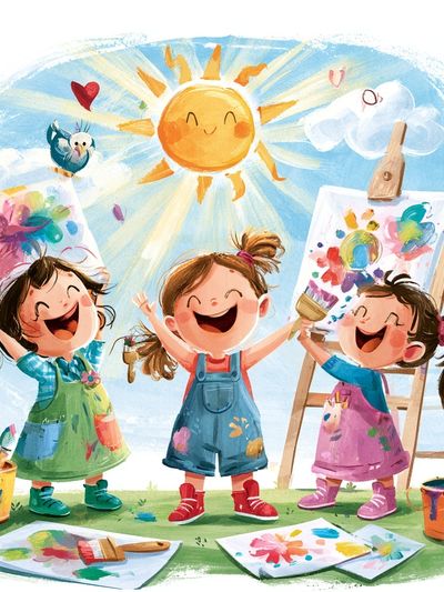 Happy Kids Painting Day Poster. poster
