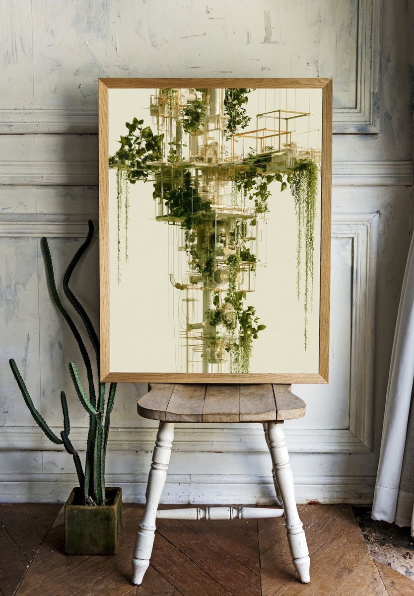 Floating Botanical Structure Print. — room view 1
