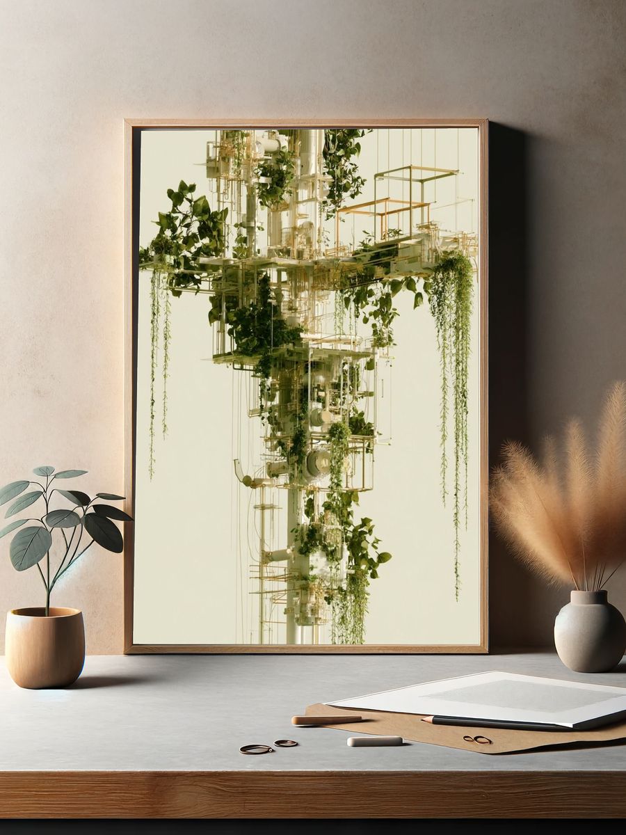 Floating Botanical Structure Print. — room view 2