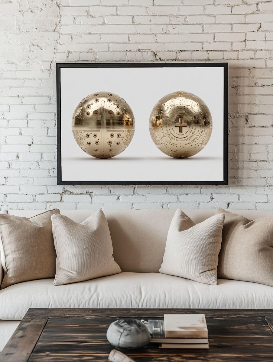 Golden Sacred Spheres Illustration Poster. room preview