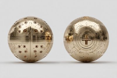 Golden Sacred Spheres Illustration Poster. poster print
