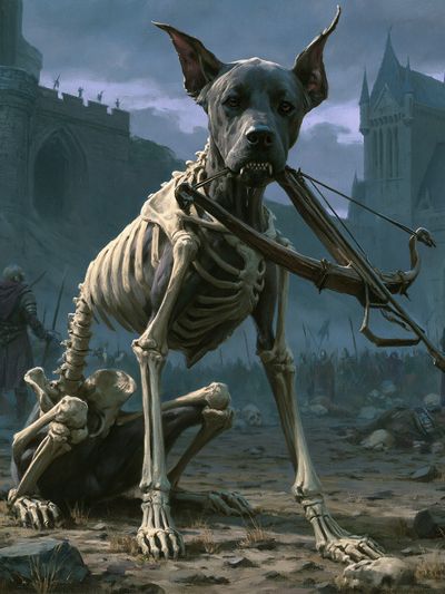 Skeleton Dog Fantasy Illustration Poster. poster print