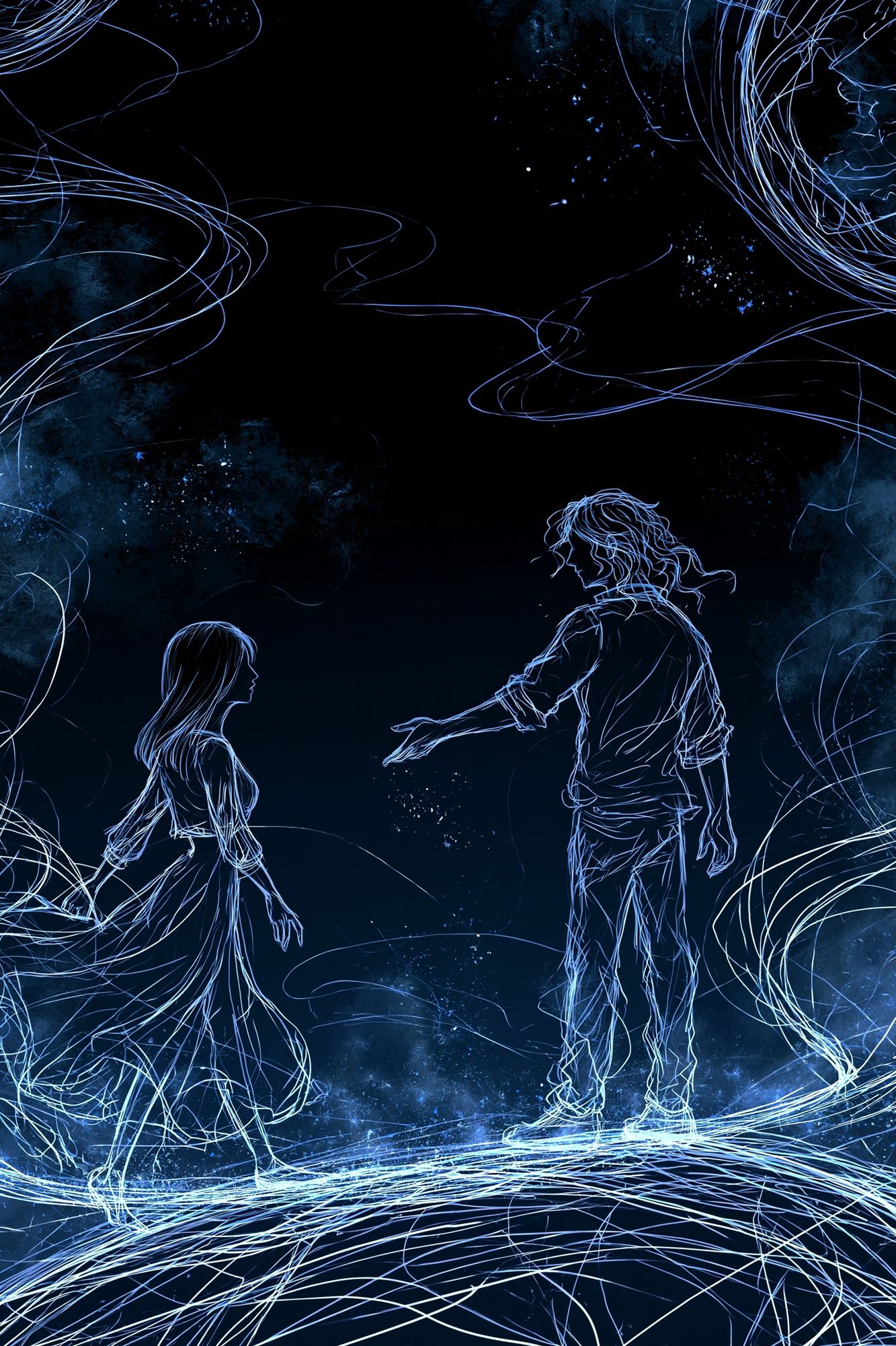 Celestial Lovers Line Art Poster. poster detail
