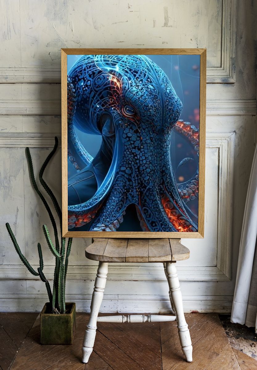Octopus Digital Art Poster. room preview