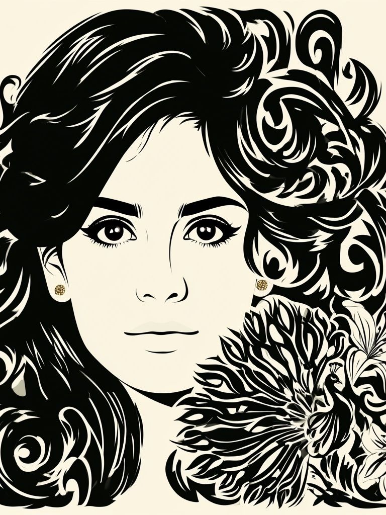 Ornamental Woman Portrait Print. poster detail