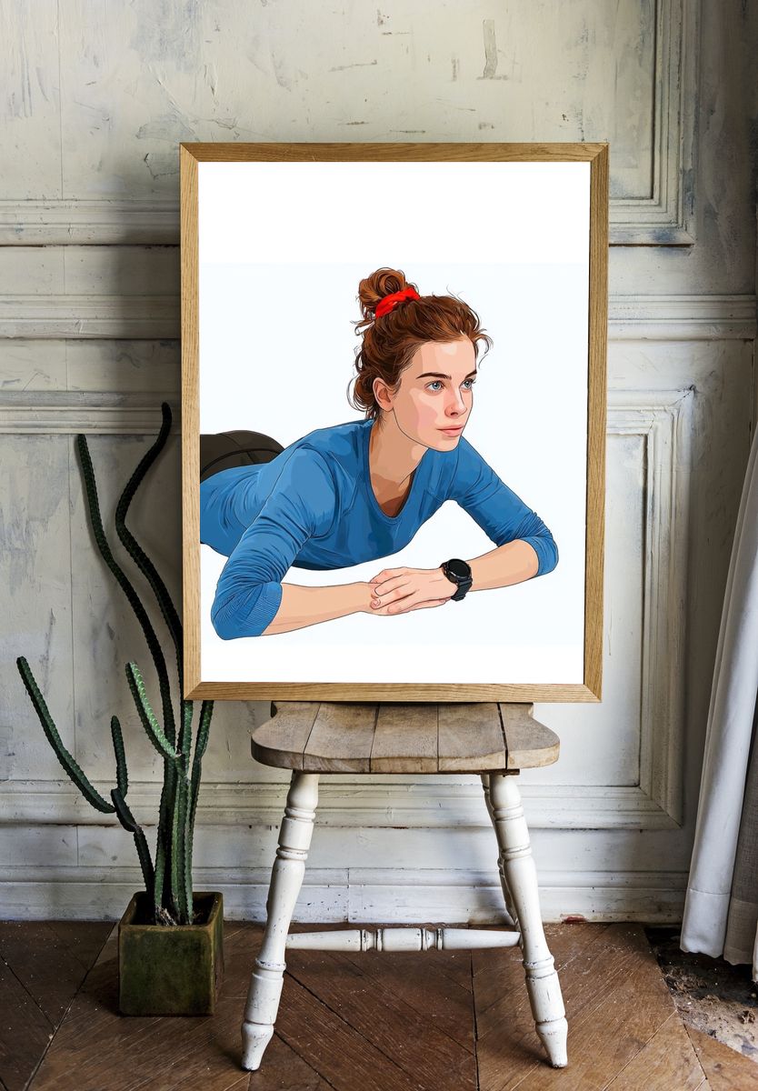 Woman Stretching Illustration Poster. — room view 1