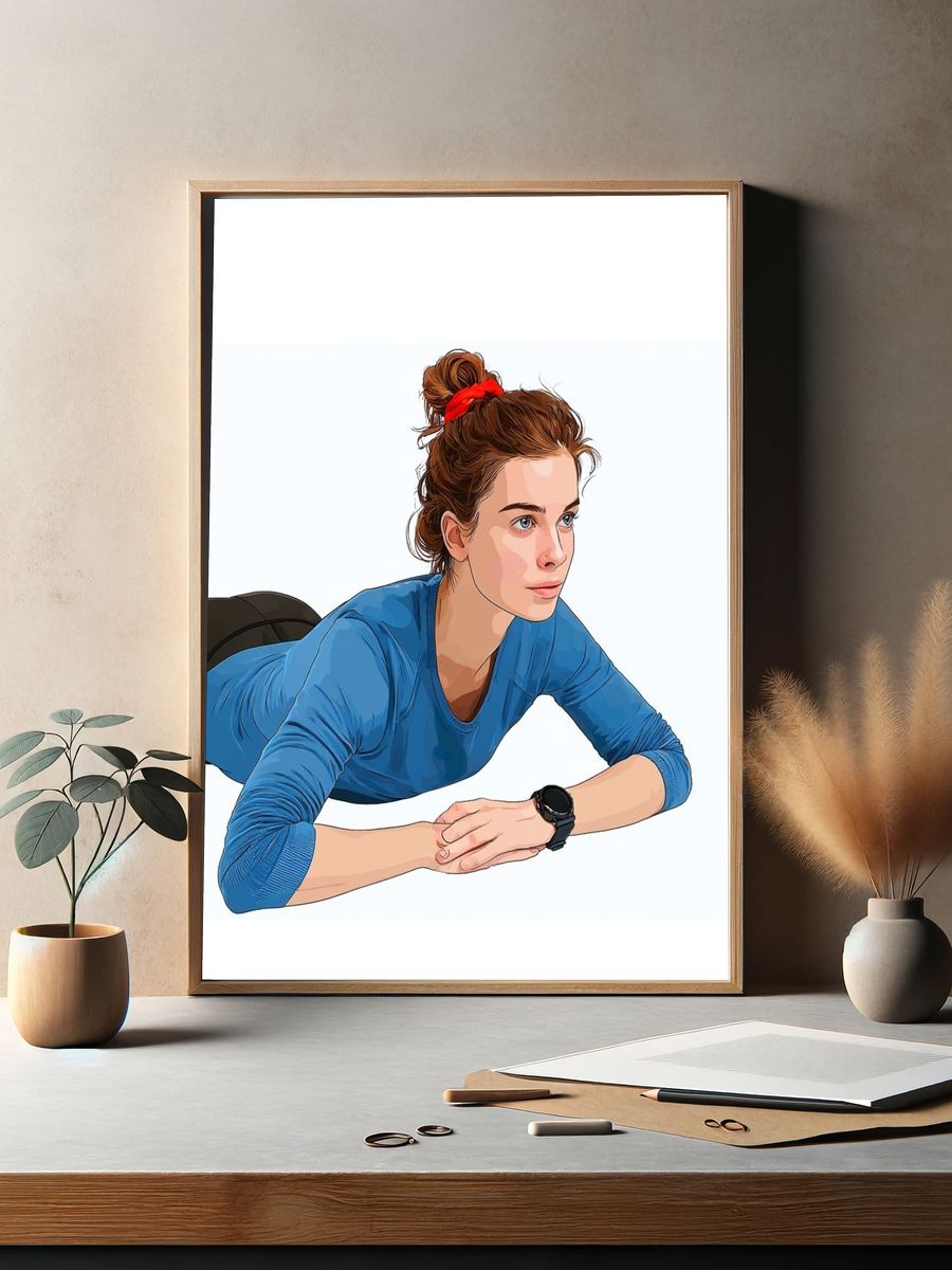 Woman Stretching Illustration Poster. — room view 2