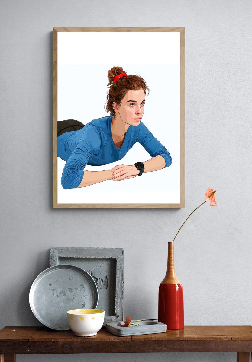Woman Stretching Illustration Poster. — room view 3