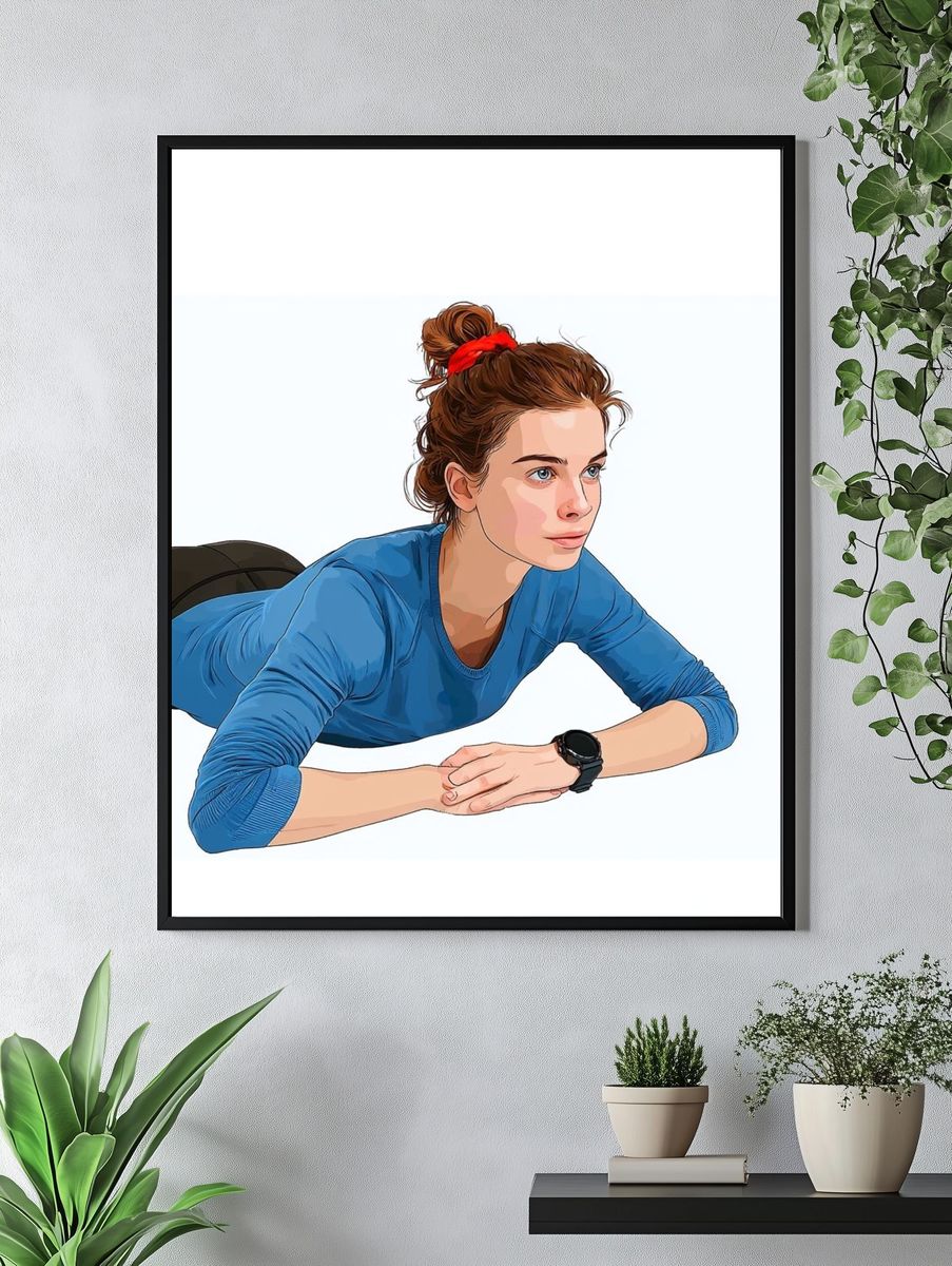 Woman Stretching Illustration Poster. — room view 4