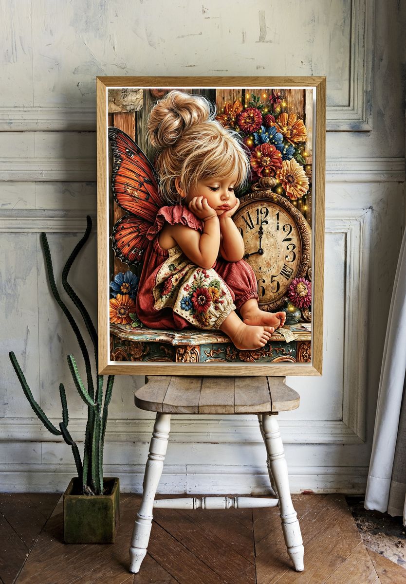 Whimsical Fairy Girl Floral Poster. — room view 1