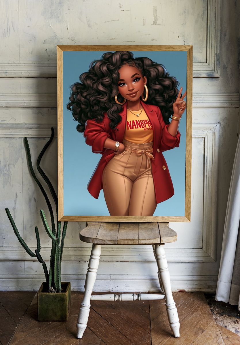 Stylish Black Girl Illustration Poster. — room view 1