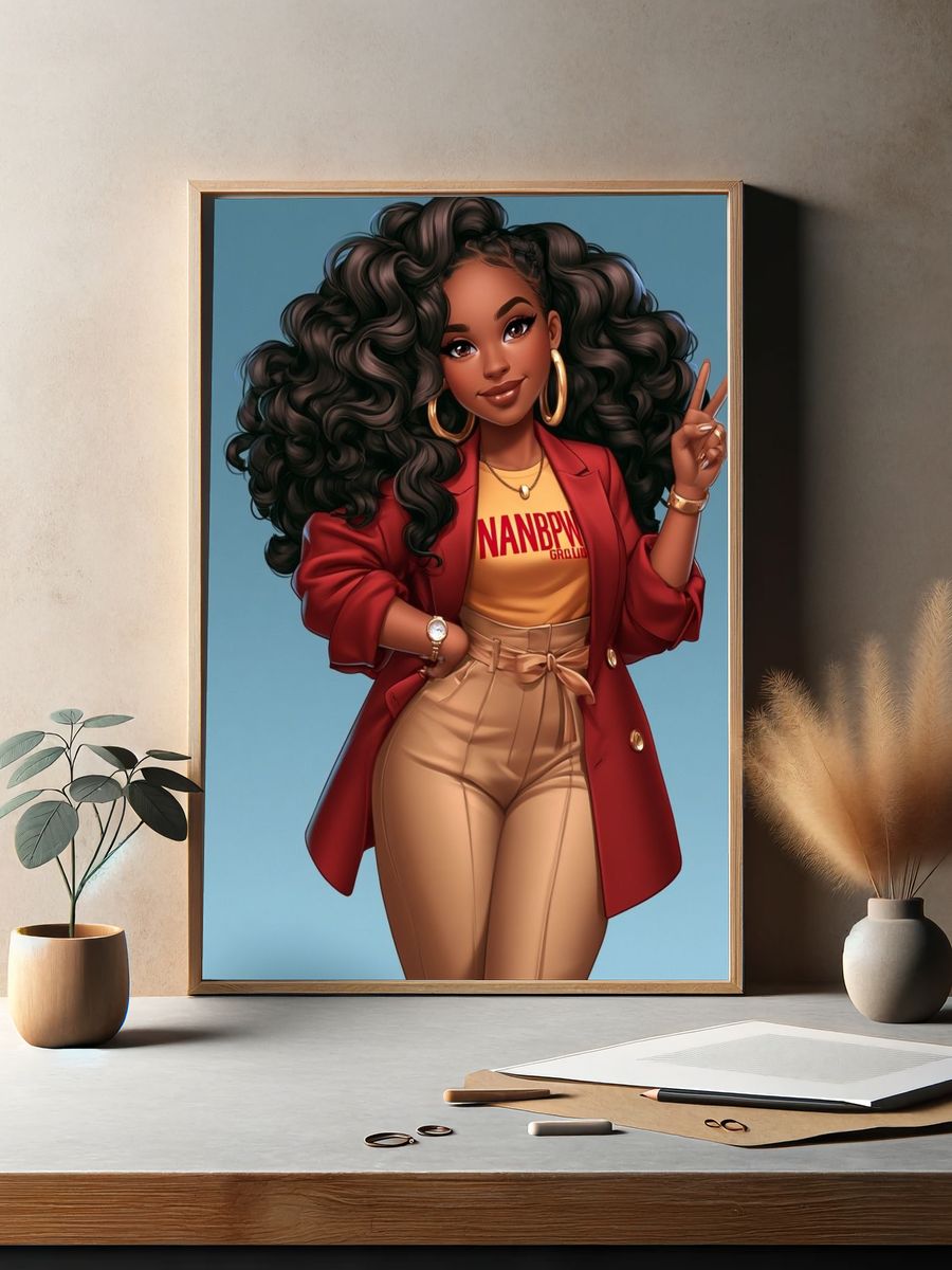 Stylish Black Girl Illustration Poster. — room view 2