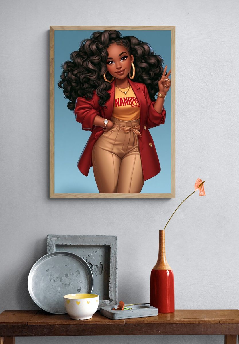 Stylish Black Girl Illustration Poster. — room view 3