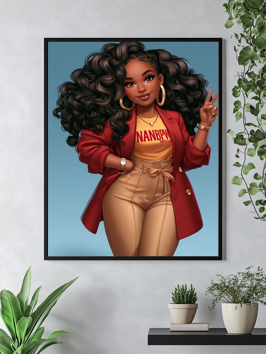 Stylish Black Girl Illustration Poster. — room view 4