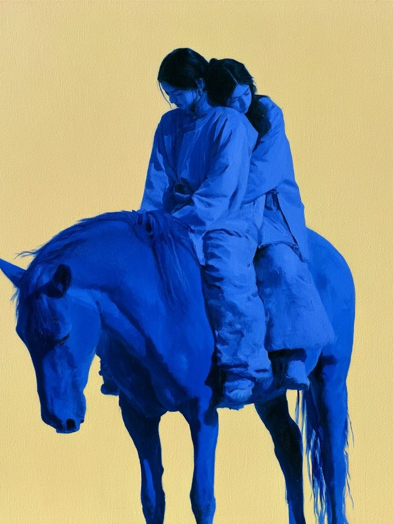 Blue Horse Rider Illustration Poster. poster detail