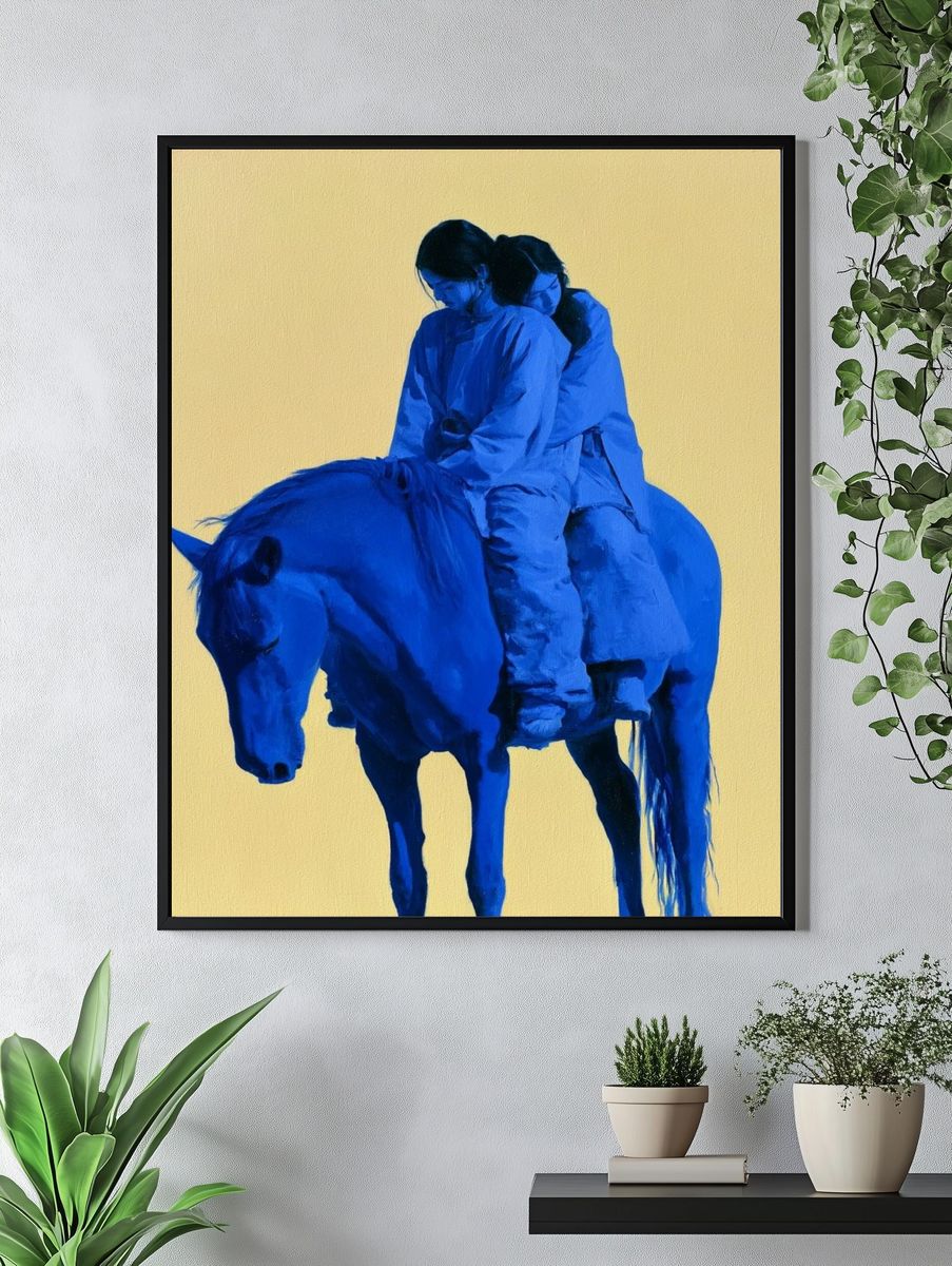 Blue Horse Rider Illustration Poster. — room view 4