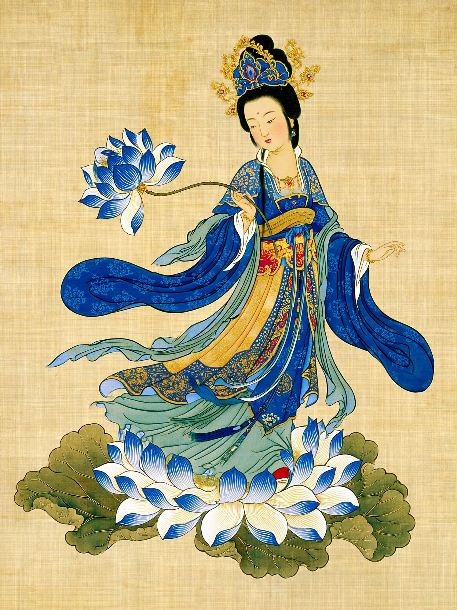 Chinese Lotus Goddess Illustration Poster. poster — illustration art