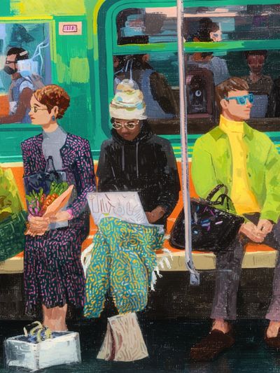 Subway Commuters Illustration Poster. poster print
