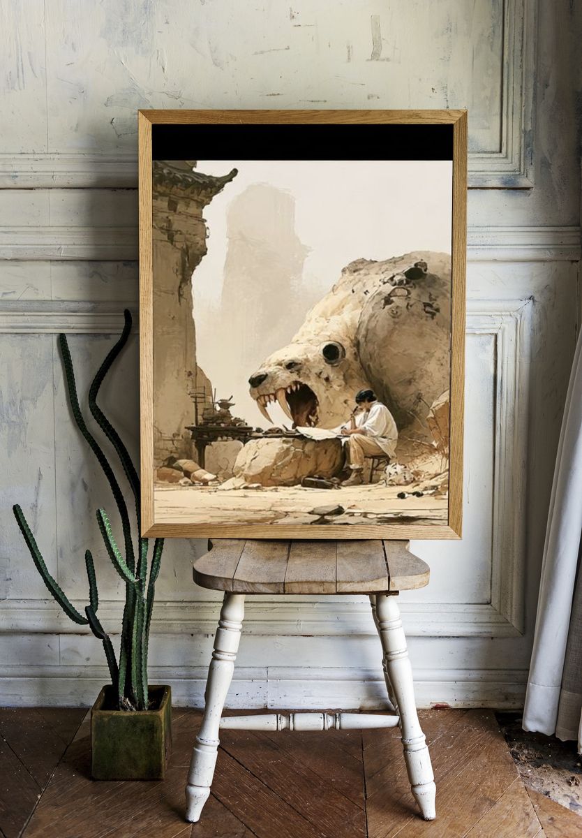 Desert Bear Skull Illustration Poster. — room view 1