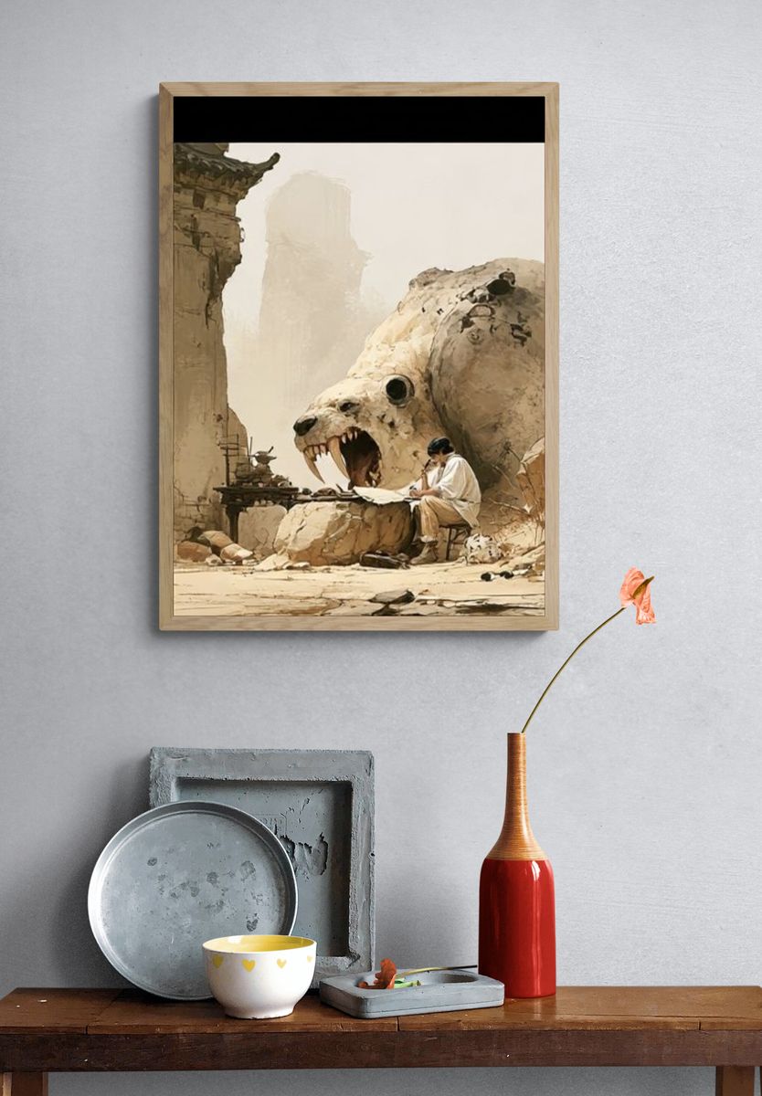 Desert Bear Skull Illustration Poster. — room view 3