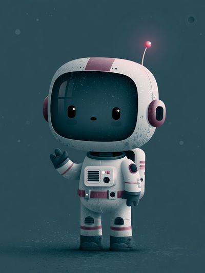 Cute Astronaut Robot Illustration Poster.
