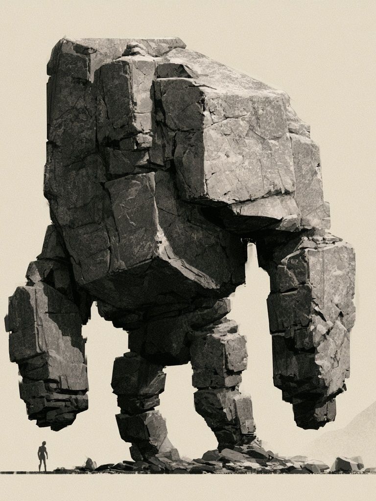Colossal Stone Walker Surrealism Print. poster detail