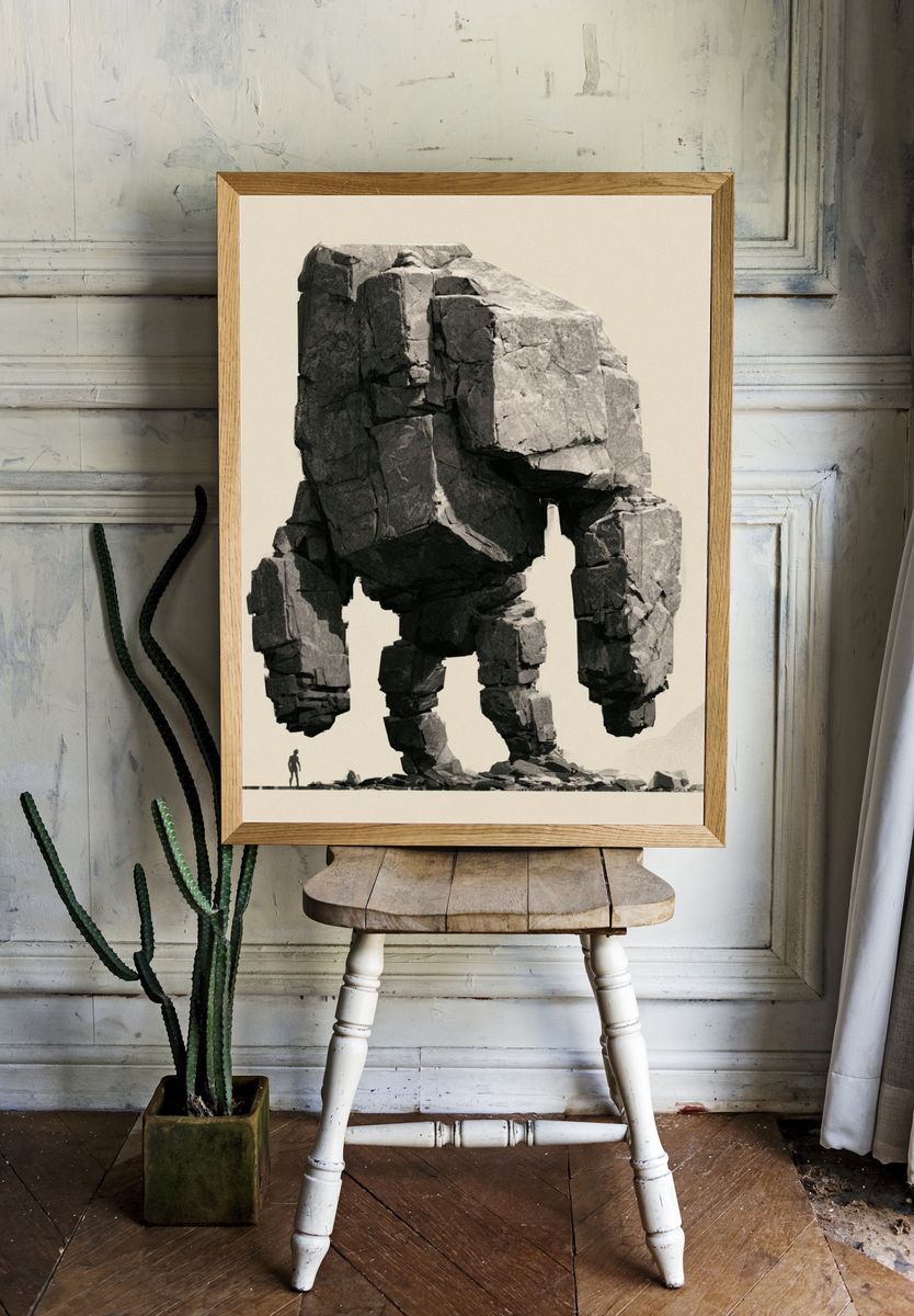 Colossal Stone Walker Surrealism Print. — room view 1