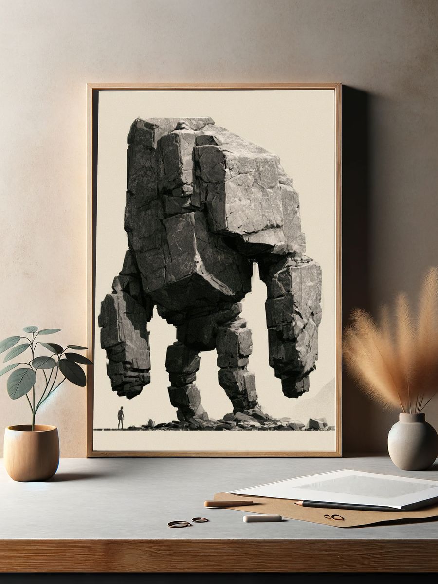 Colossal Stone Walker Surrealism Print. — room view 2