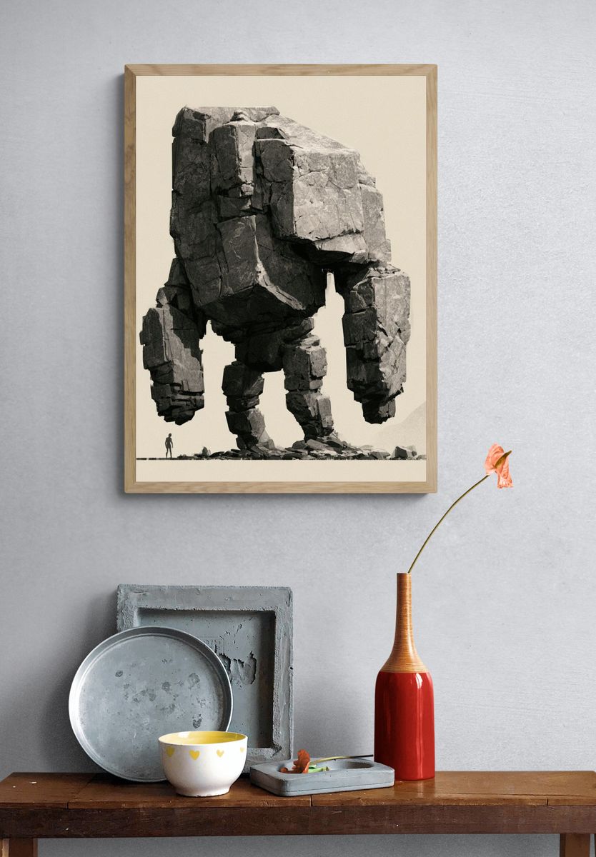 Colossal Stone Walker Surrealism Print. — room view 3