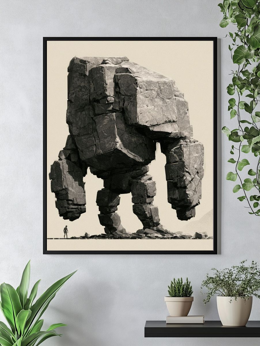 Colossal Stone Walker Surrealism Print. — room view 4