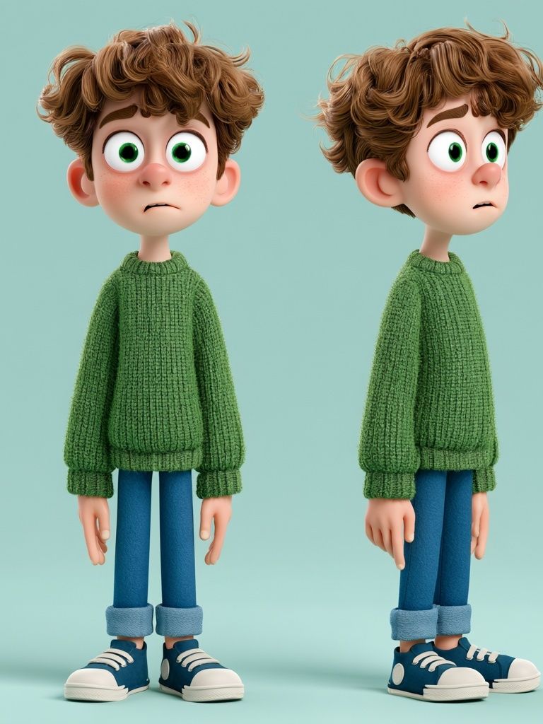 Shy Boy Character Illustration Poster. poster detail