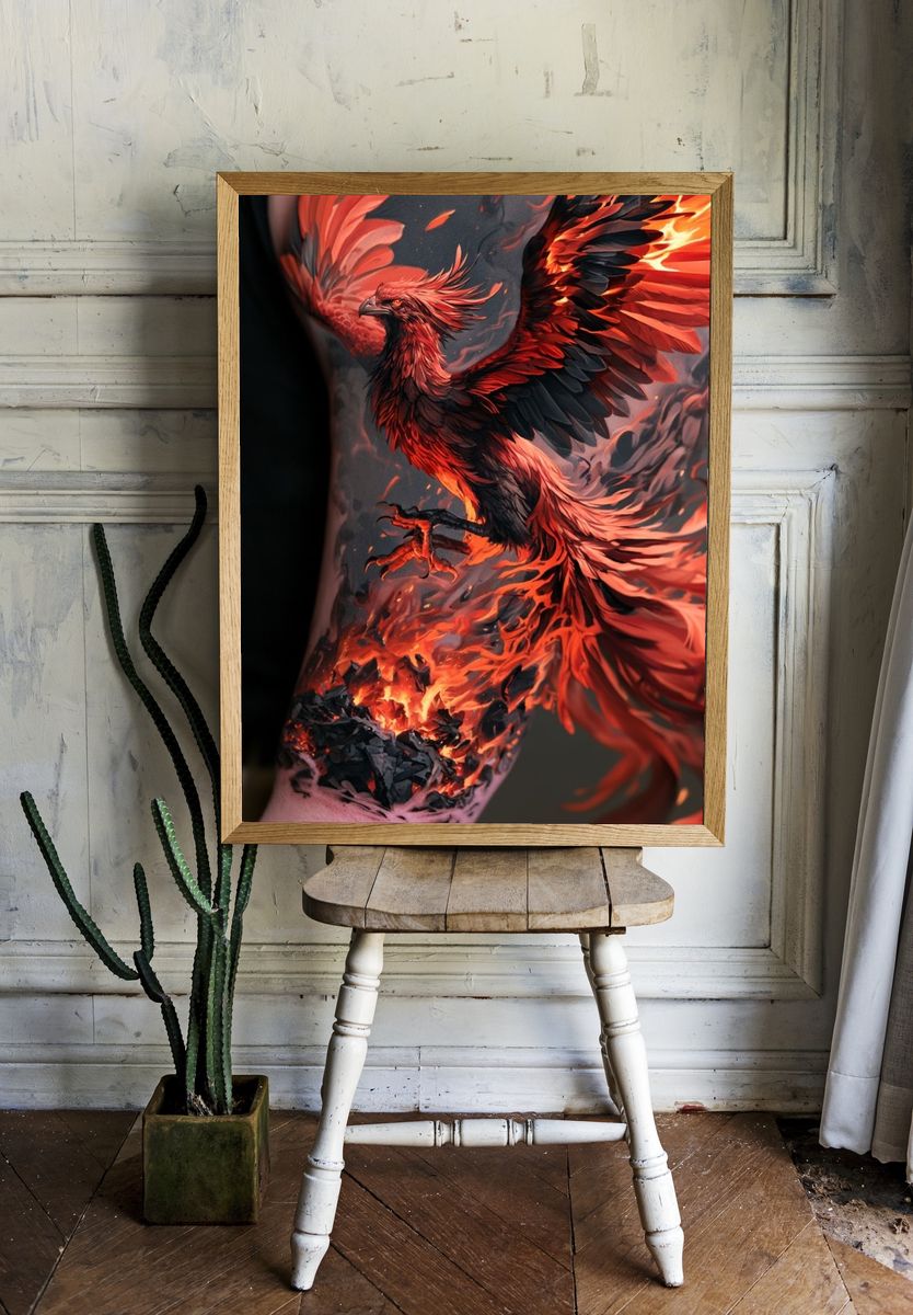 Phoenix Flame Digital Art Poster. — room view 1