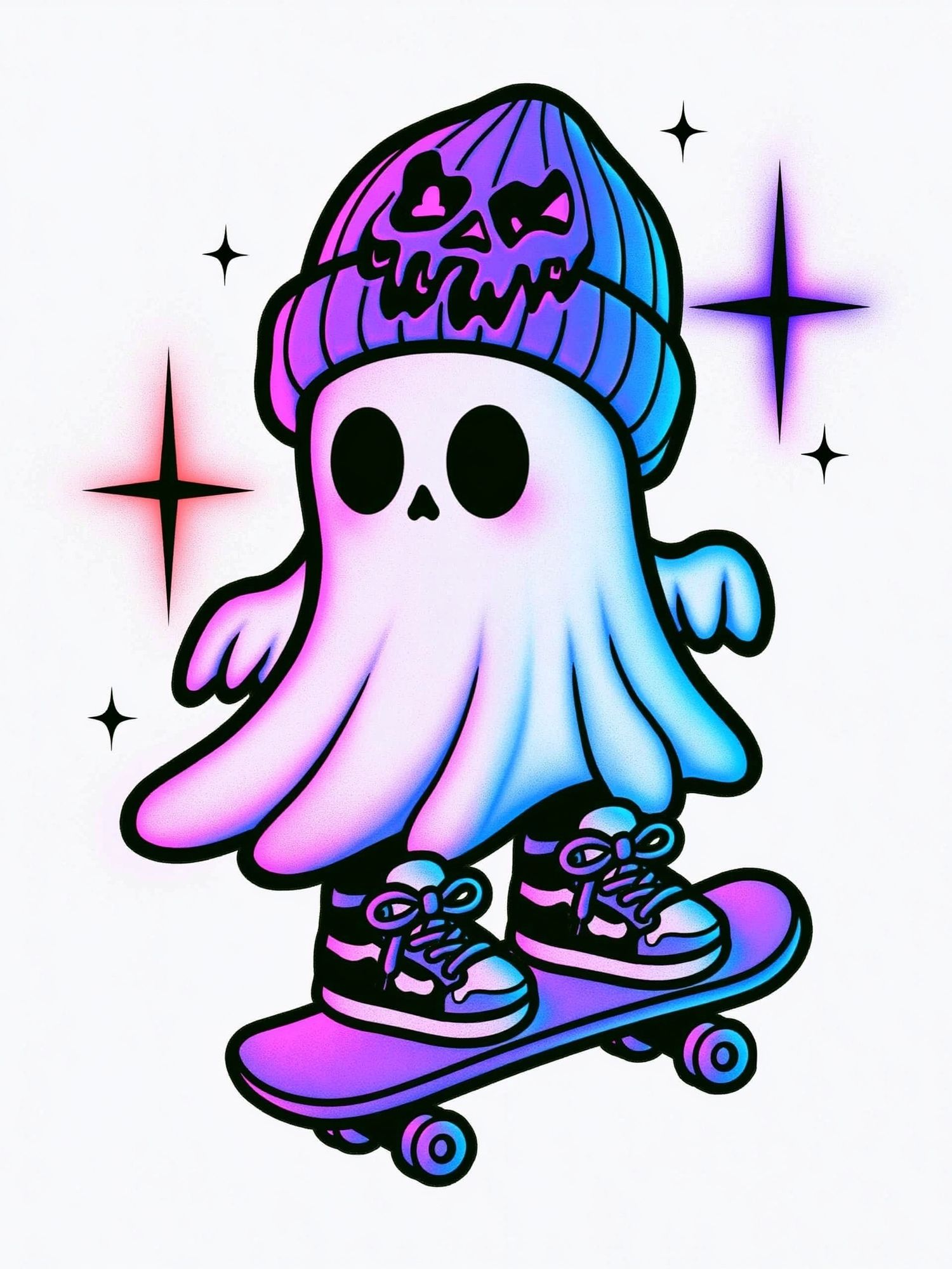 Ghost Skateboard Digital Art Poster. poster — illustration art