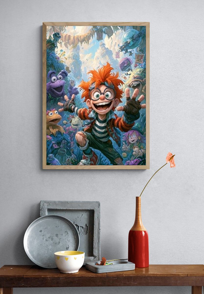 Whimsical Jungle Adventure Illustration Poster. — room view 3