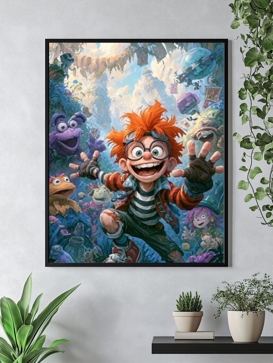 Whimsical Jungle Adventure Illustration Poster. — room view 4